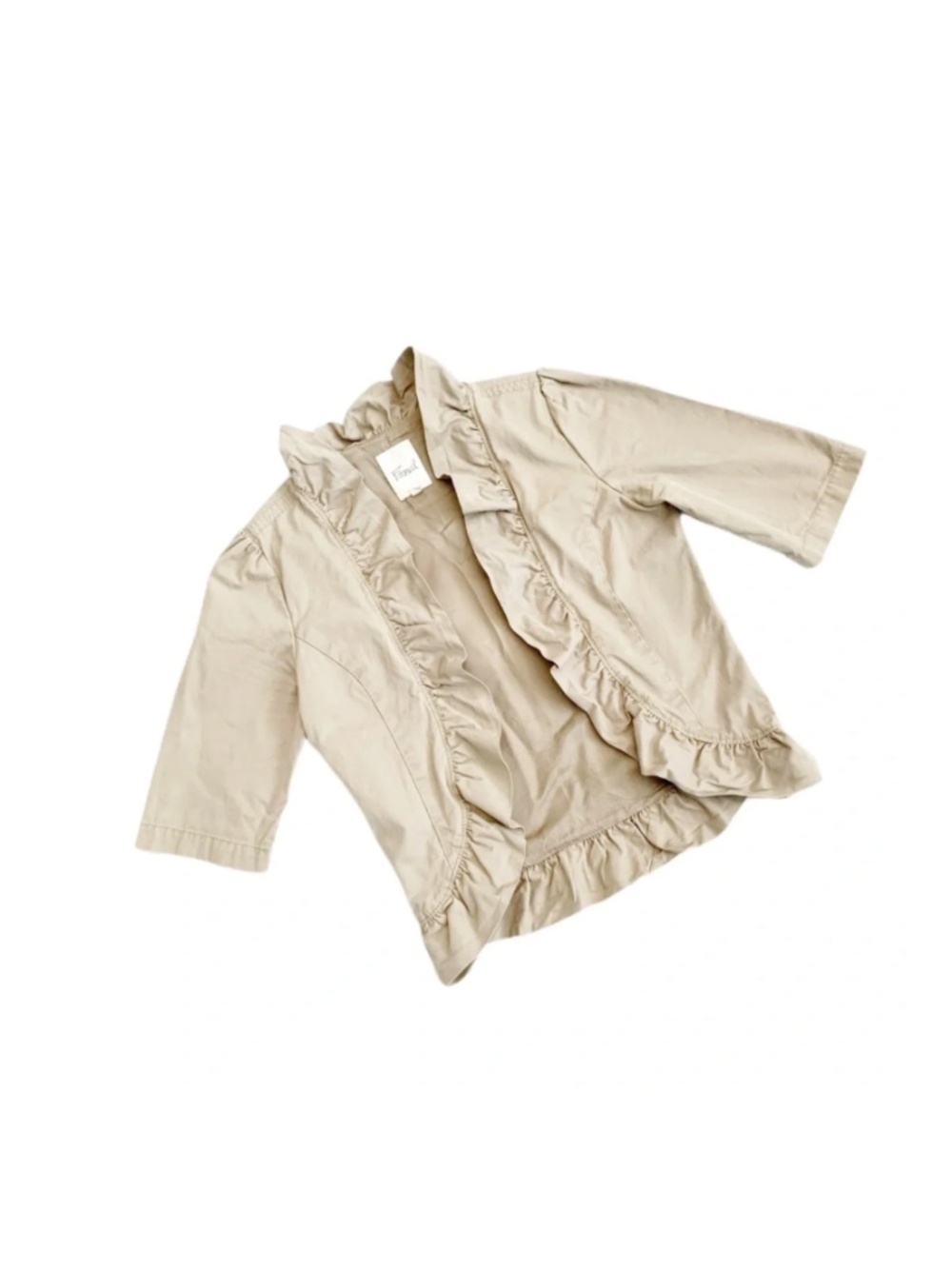 Fossil Ruffle Khaki Cropped Jacket Size Medium
